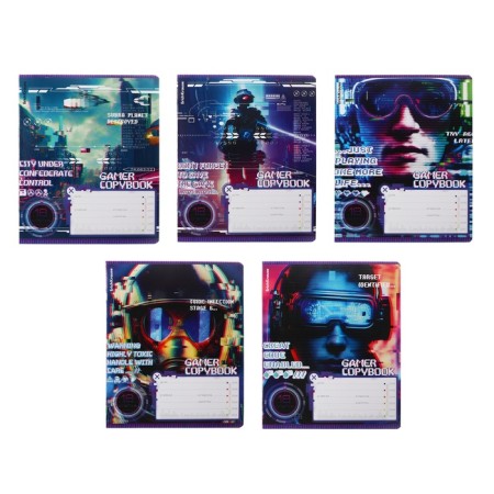 Notebook of 18 sheets in the Erichkrause Cyber ​​Game cage, covered cardboard, block offset, 5v, mix