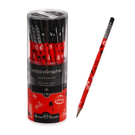 Chernographic pencil 2.0 mm Happy Graphix "Romantic Journey. London", HB, three -sided