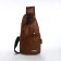 Male sling bag made of artificial leather, with USB, brown color