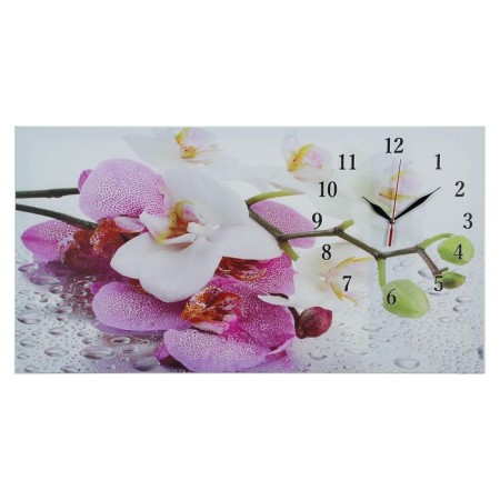 Carty clock is wall-mounted, on canvas, interior, silent "orchids", 40 x 76 cm