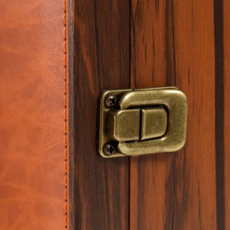 Casket wood, leatherette to the bottle "Grapes" light brown 3 objects 35x11x15.5 cm-2