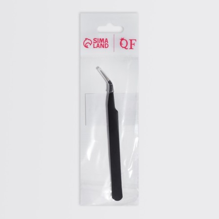Pinzet for eyelash extensions, bent, 12 cm, black color-6