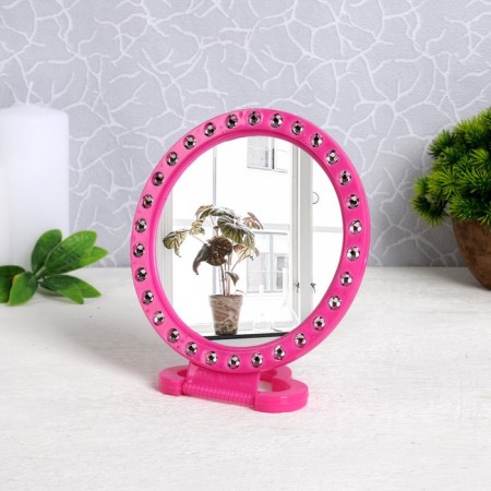 Desktop mirror - suspended “circle”, with a frame for a photograph, D mirror surface 12 cm, packing 10 pcs, color mix-2