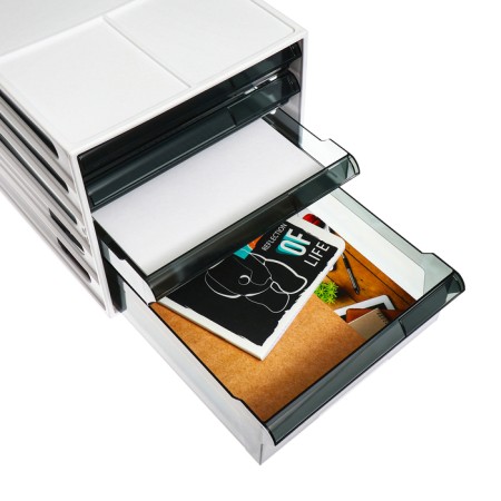 File-cabinet 4-sectoral Istanm, white case, black trays-6
