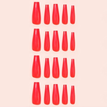Patch nails, 24 pcs, ballerina shape, red color-2