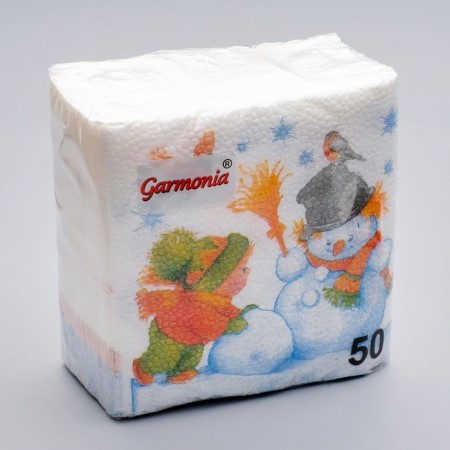 Paper napkins "Color Harmony", 24x24 cm, 50 pcs, with a drawing "Snowman and children"-4