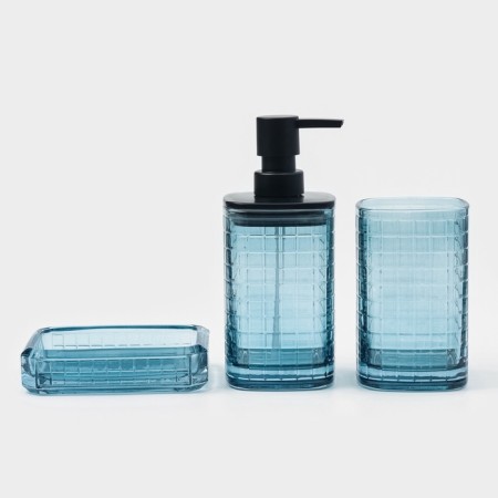 Bathroom accessories, 3 subjects: soap dispenser, soap dish, glass-3
