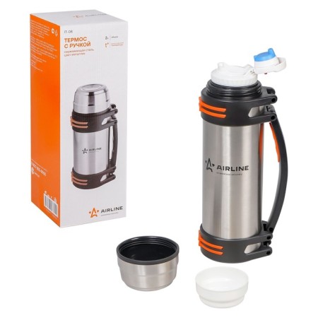 Airline thermos, with a 2 l pen, stainless steel, metallic color