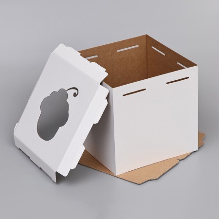 Box for a cake with a window, "cake", white, 30 x 30 x 30 cm-4
