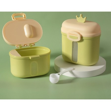 Container for storage of baby food "Crown", 360 gr., Green color-2