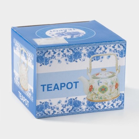 Keramic teapot teapot with metal sieve "Flowers", 900 ml-4