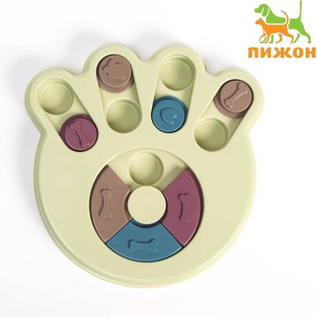 Intellectual toy for goodies "paw", 14 x 13.5 x 3 cm, green
