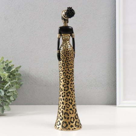 Souvenir Polystone "African in a dress with jaguar colors" 6.9x6.3x29.3 cm-2