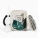 Ceramic mug with a lid and a spoon "Dream", 450 ml, beige color