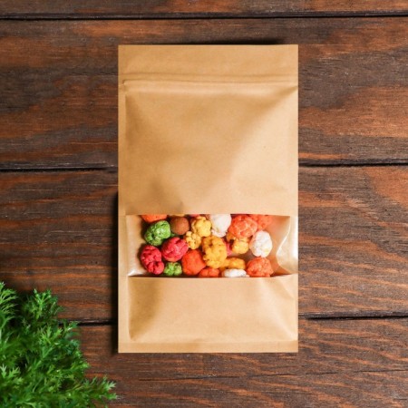 Zip-Lock package Craft with a rectangular window, flat, 12 x 20 cm