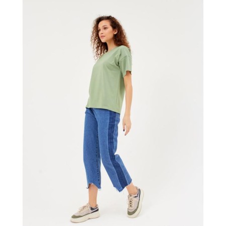T-shirt female plain Minaku Regular Fit: olive color, river 44-4