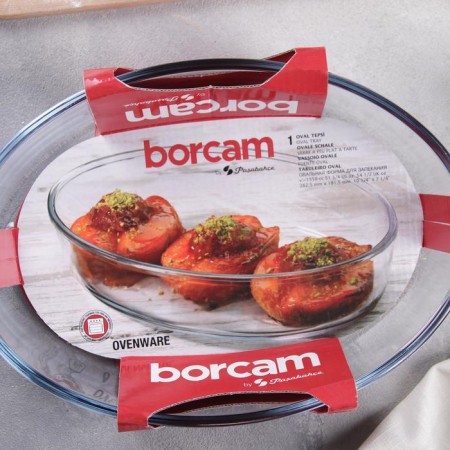 Oval shape for baking and baking of heat -resistant glass Borcam, 1.5 l, 18 × 26 cm, without a lid-3