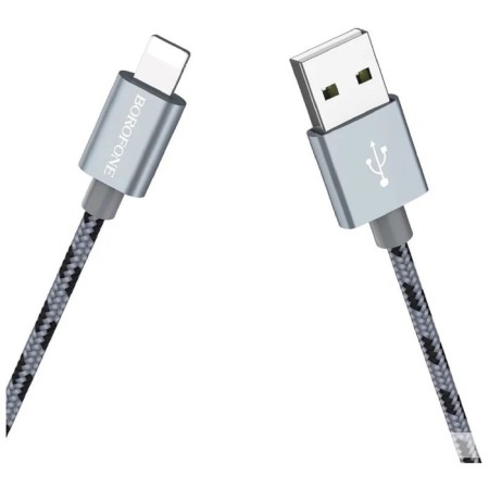 Cable Borofone BX24, Lightning - USB, 2.4 A, 1 m, nylon braid, gray-4