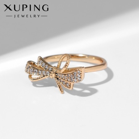 Ring Xuping bow, white color in gold, size 19