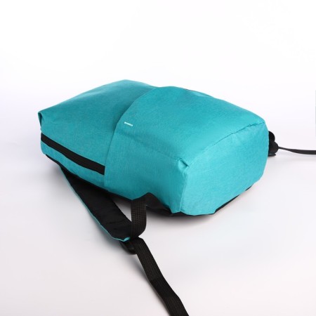 Young youth backpack with a zipper, waterproof, 3 outer pockets, turquoise color-4