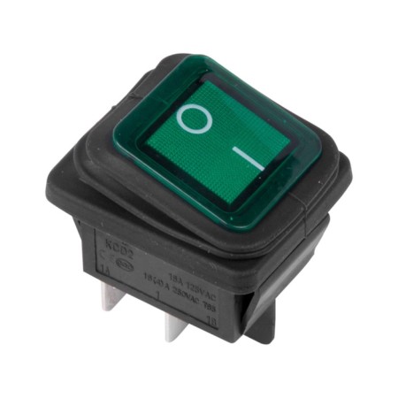 Klavima switch 250V 15A (4C) On-off green with moisture protection lighting (RWB-507) Rexant