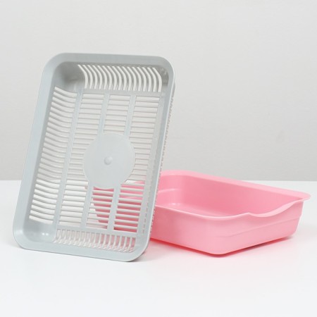 A tray with a grid No. 3, 34 x 25.5 x 7 cm, gray/pink-3