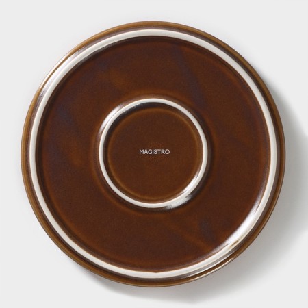 Porcelain dessert plate Magistro Garland, D = 18.2 cm, blue color-3
