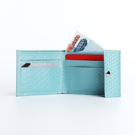 Women's wallet on the button, blue color-4