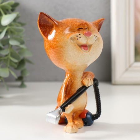 Souvenir Polystone Lac "cat with a vacuum cleaner" 9x5.7x12.3 cm-1