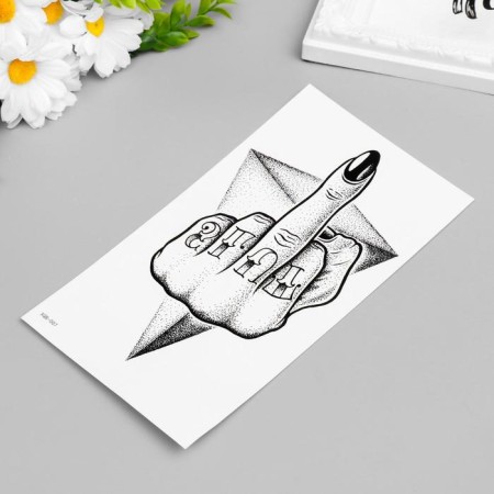 Tattoo on the body Black "Middle finger" 21x15 cm-1
