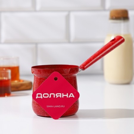 Turk Dolyana “Marble RED”, 400 ml, D = 8 cm, plastic handle, anti -stick coating, induction, red color-4