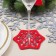 Snowflake shaft stand for the glass, 8.5 cm, red color