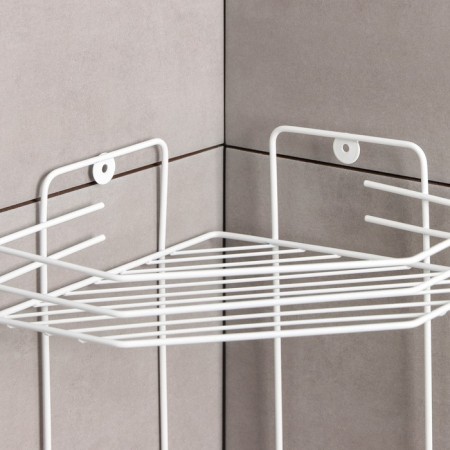 The bathroom shelf is an angular 4-tier, 20.5 × 20.5 × 71 cm, white color-3