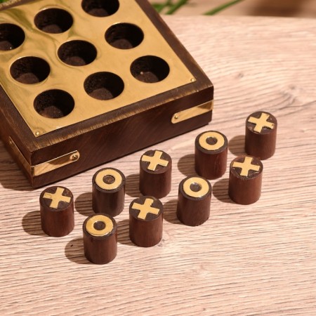 Game desktop "Cross-cuts" 10x10 cm, tree shisham, brass-5
