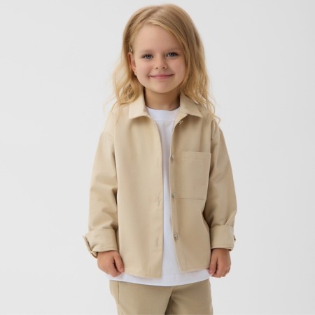 Children's shirt minku: jeans collection, beige color, height 140 cm-1