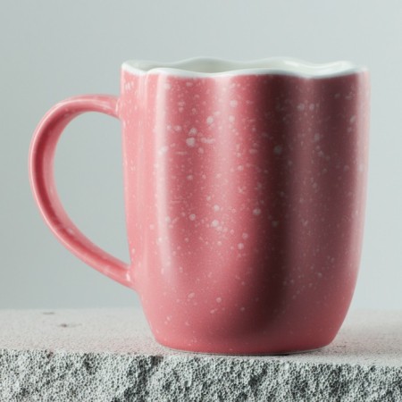 Ceramic uneven edge "Pink", 350 ml, pink color-2
