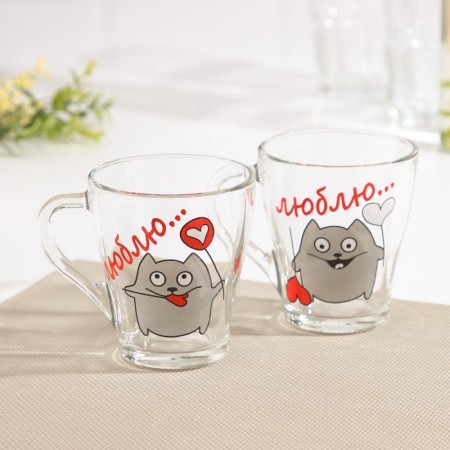 Set of mugs "I love", 250 ml, 2 pcs, Mix drawing-4