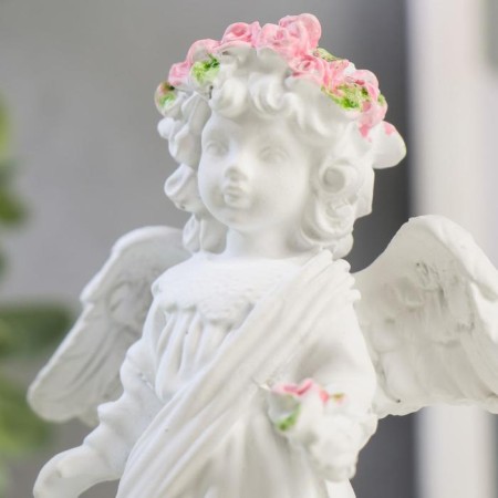 Polystone souvenir "Snowty angel in a lace outfit, with a rose" 12x10.5x4.3 cm-4