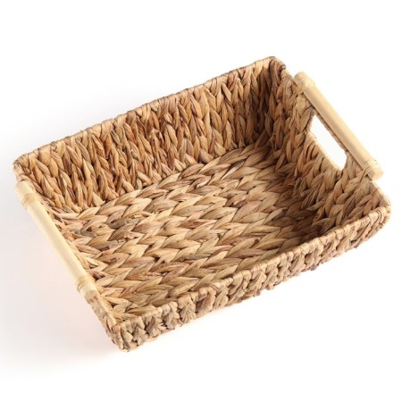 Basket with handles "Golden Kolos", 38.7 x 27.3 x 12.7 cm, water hyacinth-1