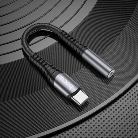 Adapter Hoco LS33, Type -C (M) - Jack 3.5mm (F), 12 cm, gray-7