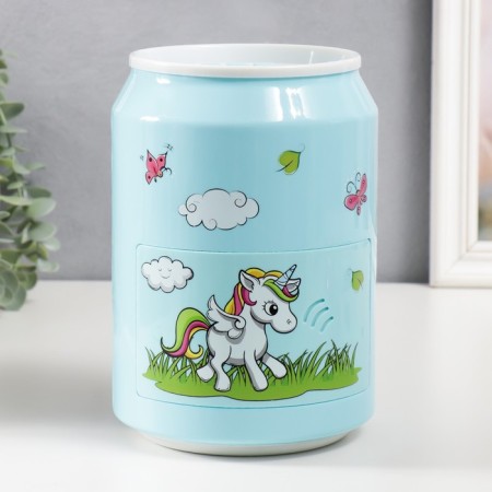 Pig a piggy bank Plastic "Bank. Unicorn" code castle, sound aa blue 15x21 cm-2
