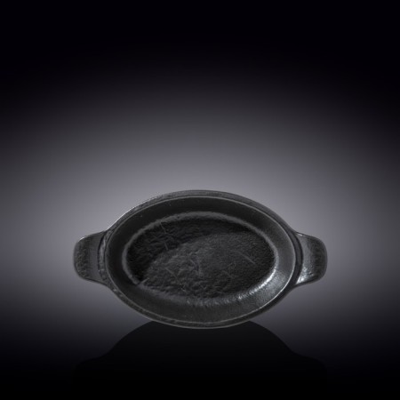 Oval baking form Wilmax England Slate Stone, with handles, size 28x16 cm, 500 ml, black slate color