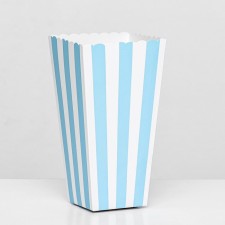 Popcorn packaging, blue stripes, 8.5 x 8.5 x 15.5 cm