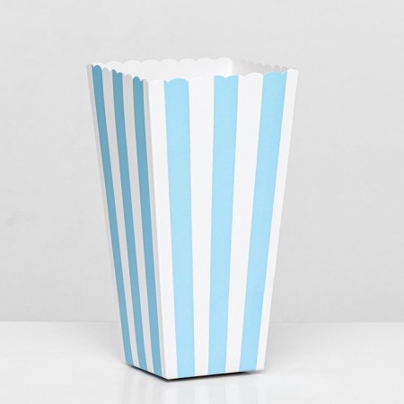 Popcorn packaging, blue stripes, 8.5 x 8.5 x 15.5 cm
