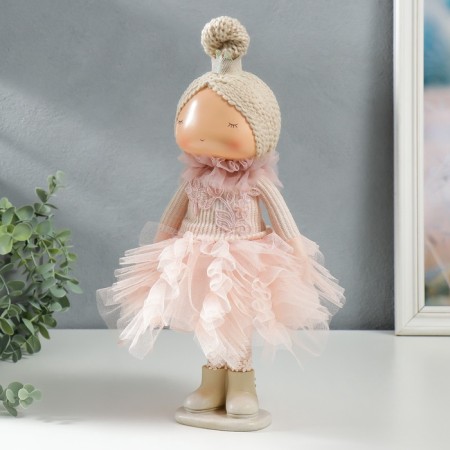 Interior doll "Baby Princess in a pink dress, with a bear" 37.5x15x18.5 cm-5