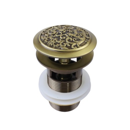 Bottom valve Bronze de Luxe "Ornament" 21989, for a shell, with overflow, brass, bronze