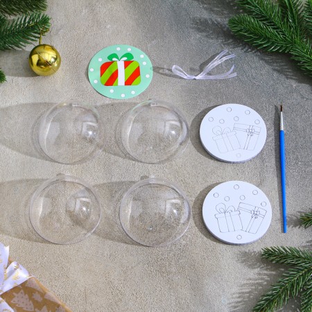 Christmas tree decoration for coloring "Gifts" Size: 8 cm; 2 pcs., Brush-6