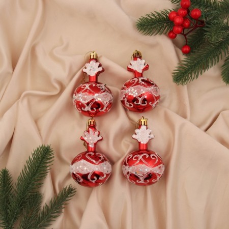 Jewelry decoration "Surprise" (set 4 pcs) 9x5.5 cm, red-white