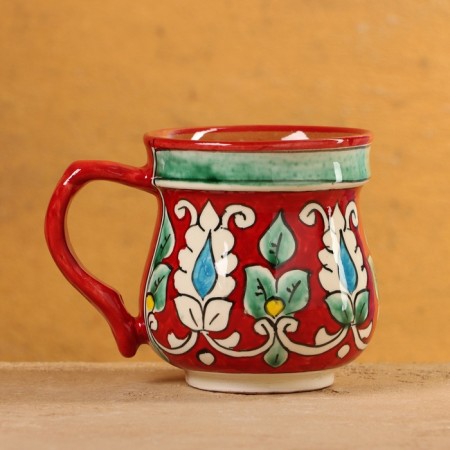 Mug of Rishtan ceramics "Flowers", 330 ml, red-1