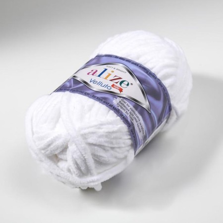 Yarn "Velluto" 100% micropoliester 68m/100g (55 white)-1